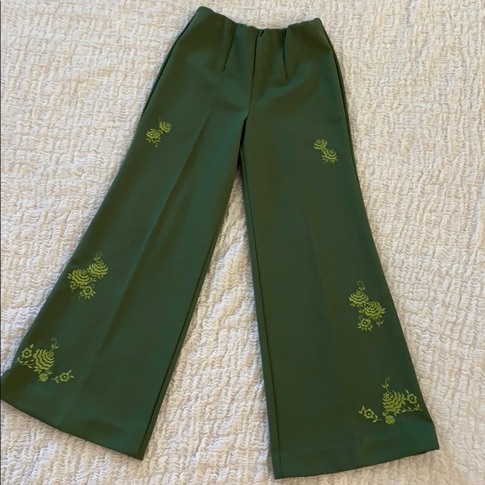 Vintage green embroidered Bellbottoms